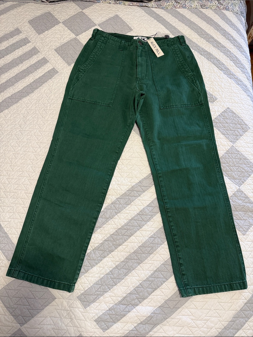 NWT Alex Mill Women’s Neil Emerald Green Herringbone Pant